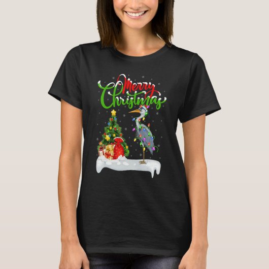 T-shirt Heron Bird Xmas Decorations Santa Heron Christma (Devant)