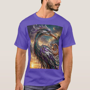 T-shirt Héron d'argent et d'améthyste émeraude, coucher de