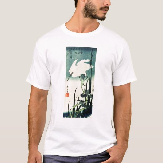 T-shirt Héron et iris blancs (Devant)