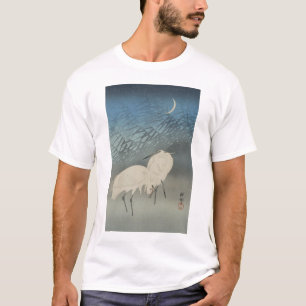 T-shirt Hérons blancs et lune, Ohara Koson