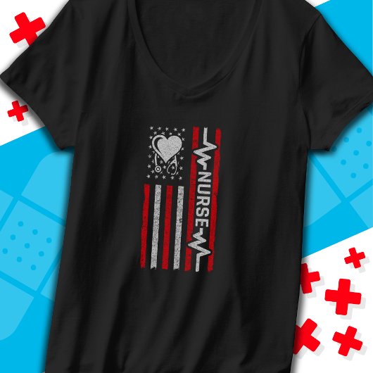 T-shirt Héros américain Drapeau Héros Coeur Infirmière App