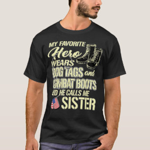 T-shirt Héros Porte Insignes Militaires Combat Bottes Fièr