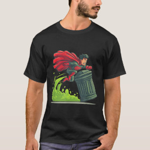 T-shirt Héros volant avec costume de poubelle pour emporte