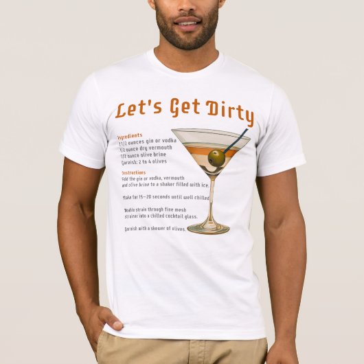 T-shirt Heure de cocktail Obtenons une recette de martini  (Devant)