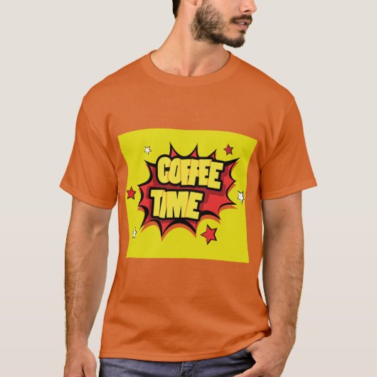 T-shirt Heure du café avec plaque de dessin (Devant)