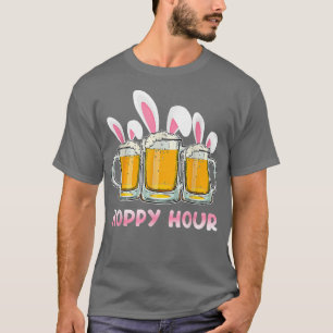 T-shirt Heure Hoppy Drôle Bière de Pâques Lapin Rose Oreil