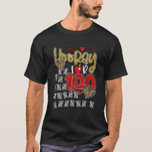 T-shirt Heure Pour 100 Jours Leopard Heart Joyeux 100ème J