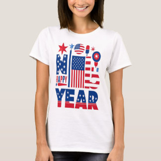 T-SHIRT HEUREUSE CHEMISE DE NOUVELLE ANNÉE DE FEMME USA