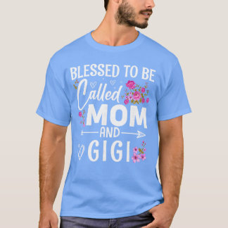 T-shirt Heureuse d'être appelée maman et Gigi Fleur de la 