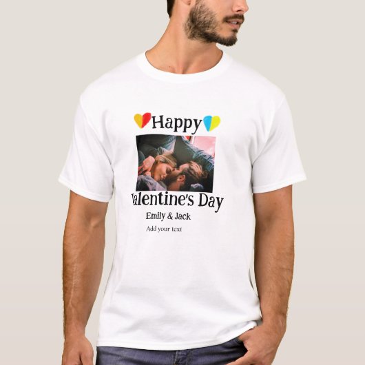 T-shirt Heureuse Sainte-Valentin ajouter nom de couple pho (Devant)