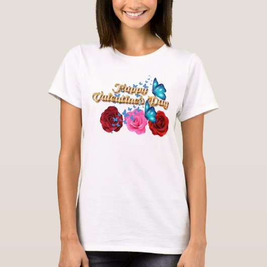 T-shirt Heureuse Sainte-Valentin avec papillon (Devant)