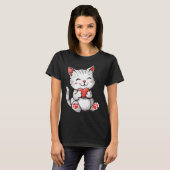 T-shirt Heureuse Sainte-Valentin Chat tenant le coeur (Devant entier)