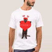 T-shirt Heureuse Sainte-Valentin Cute Chat tenant Humour d (Devant)