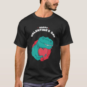 T-shirt Heureuse Sainte-Valentin Funny Dino Avec Coeur Val