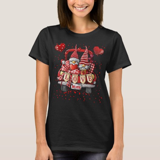T-shirt Heureuse Sainte-Valentin Gnome Coeurs Camion Vous  (Devant)