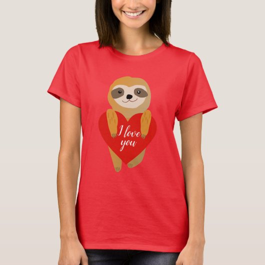 T-shirt Heureuse Sainte-Valentin | Jolie Sloth Coeur (Devant)