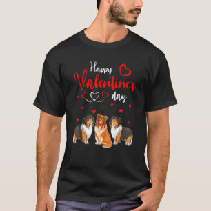 T-shirt Heureuse Sainte-Valentin Trois Chiens Cute Sheltie