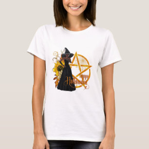 T-shirt Heureuse sorcière de Pentagramme afro-américain Ha
