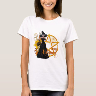 T-shirt Heureuse sorcière de Pentagramme doré Halloween