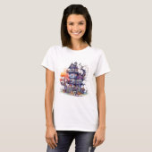 T-shirt Heureuse Sorcière Husky Halloween Et Amis Éffrayan (Devant entier)