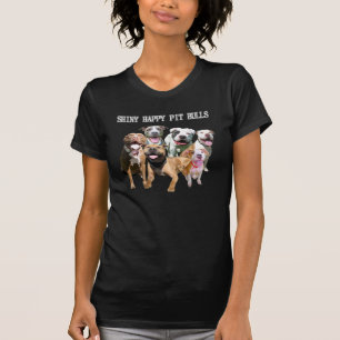 T-shirt heureux brillant d'obscurité de pitbulls