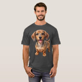 T-shirt Heureux chiot teckel (Devant entier)