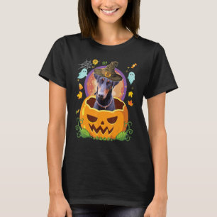 T-shirt Heureux Citrouille d'Halloween Doberman Pinscher C
