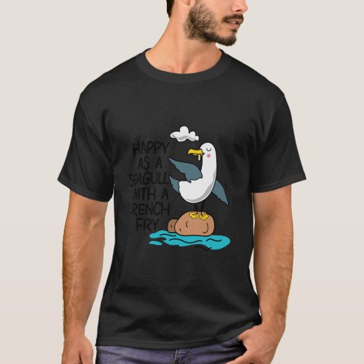 T-shirt Heureux Comme Mouette Avec Des Fries Amusantes D'O (Devant)