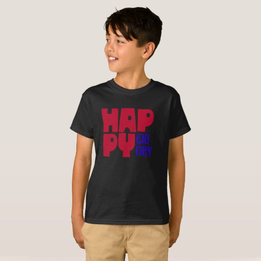 T-shirt heureux de jour d'Eid (Devant entier)