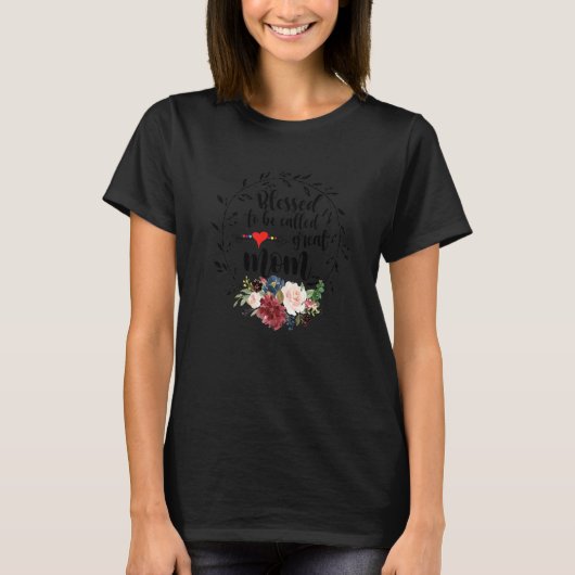 T-shirt Heureux D'Être Appelé Grand Mère Coeur Floral Happ (Devant)
