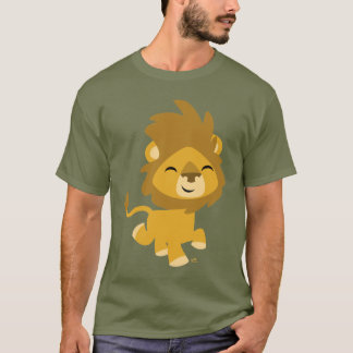 T-shirt heureux d'hommes de lion de bande dessinée