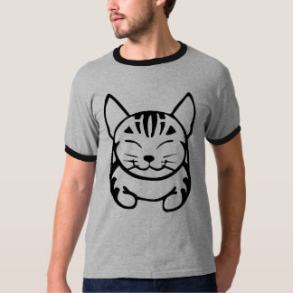 T-shirt heureux du chat des hommes (chat tigré