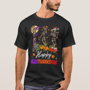 T-shirt Heureux Hallothanksmas Funny Skeleton Witch Père N