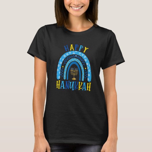 T-shirt Heureux Hanoukka Chanukah Rainbow Menorah Jewish H