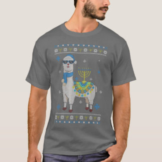 T-shirt Heureux Hanoukka Llama Menorah Cute Alpaca Chanuka