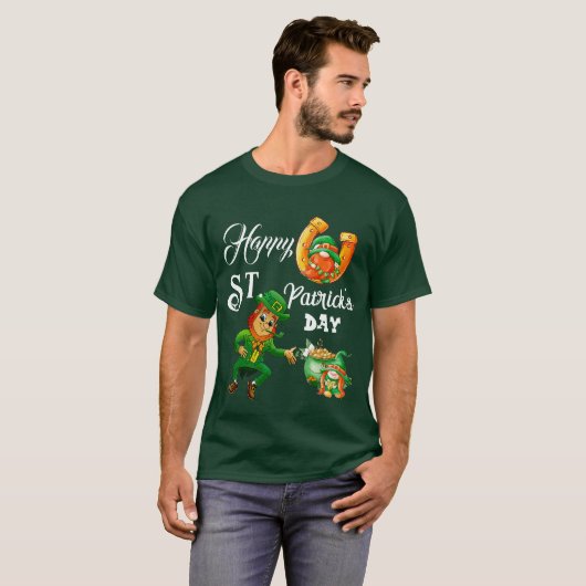 T-shirt Heureux Jour de la Saint Patrick Lucky Leprechaun  (Devant entier)
