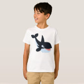 T-shirt heureux mignon d'enfants d'épaulard de (Devant entier)
