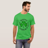 T-shirt HEUREUX ST. PATRICK'S DAY Texte avec Shamrock vert (Devant entier)