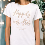 T-shirt Heureux toujours après Mariage Personnalisé Beige<br><div class="desc">Faites une déclaration avec ce t-shirt mariage personnalisé ! Les mots 'Heureusement toujours après' sont écrits dans une police de script tendance, et ci-dessous vous pouvez ajouter un nom personnalisé, une date mariage, un emplacement ou un autre texte. Un beau cadeau pour toute mariée ! Couleurs : beige naturel et...</div>