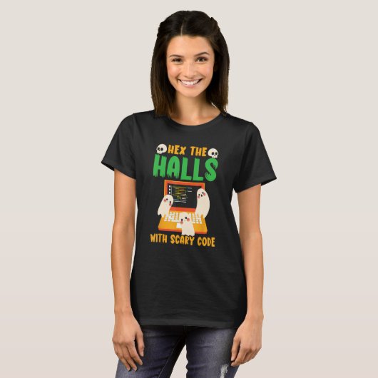 T-shirt Hex the Halls with Scary Code Programmeur Éffrayan (Devant entier)