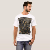 T-shirt Hexagon de marbre, Texture Feuille d'or. (Devant entier)