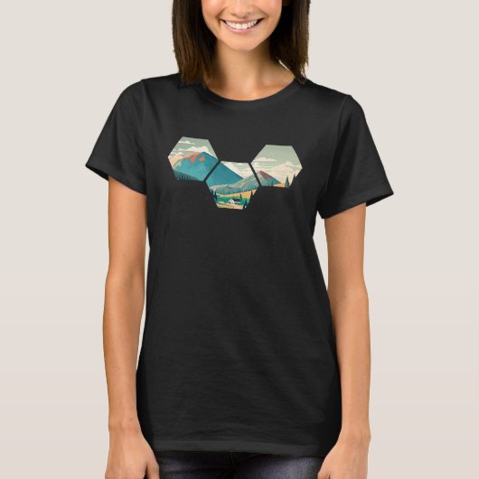 T-shirt Hexagon Mountains I Geometric Shape Wilderness Nat (Devant)