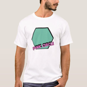T-shirt Hexagone vert vintage avec texte rond rose