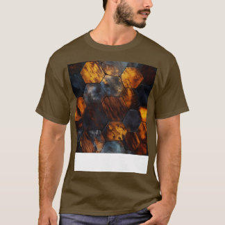 T-shirt Hexagones cristallins de bois géométrique en ambre
