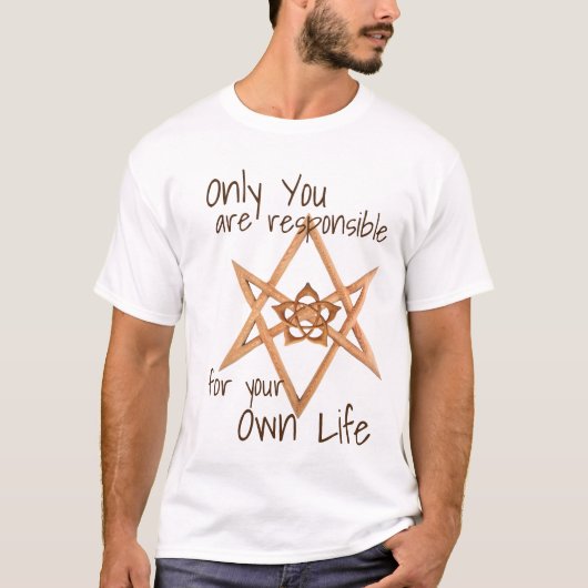 T-shirt Hexagram unicursale en bois et Lotus (Devant)