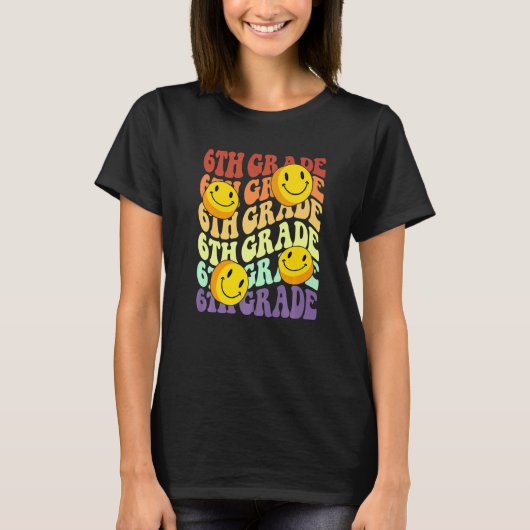 T-shirt hey 6th sixth grade teacher Back To School Retro s (Devant)