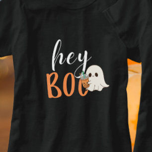 T-shirt Hey Boo Orange Black Funny Halloween Ghost