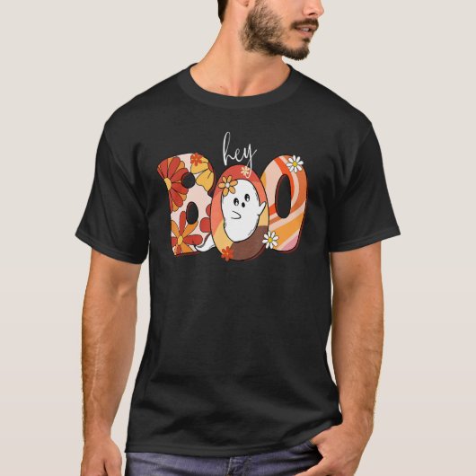 T-shirt Hey Boo Retro Halloween Ghost (Devant)