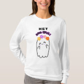 T-shirt Hey Boo-tiful Ghost avec Fleurs Éffrayant Hallowee (Devant)