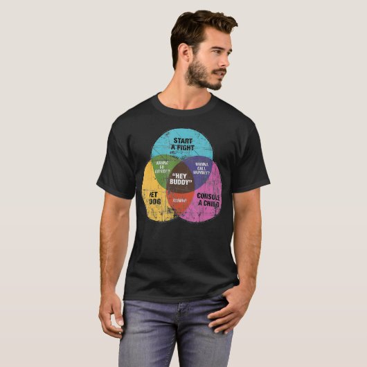 T-shirt Hey Buddy Funny Chien combat enfants math Venn Log (Devant entier)